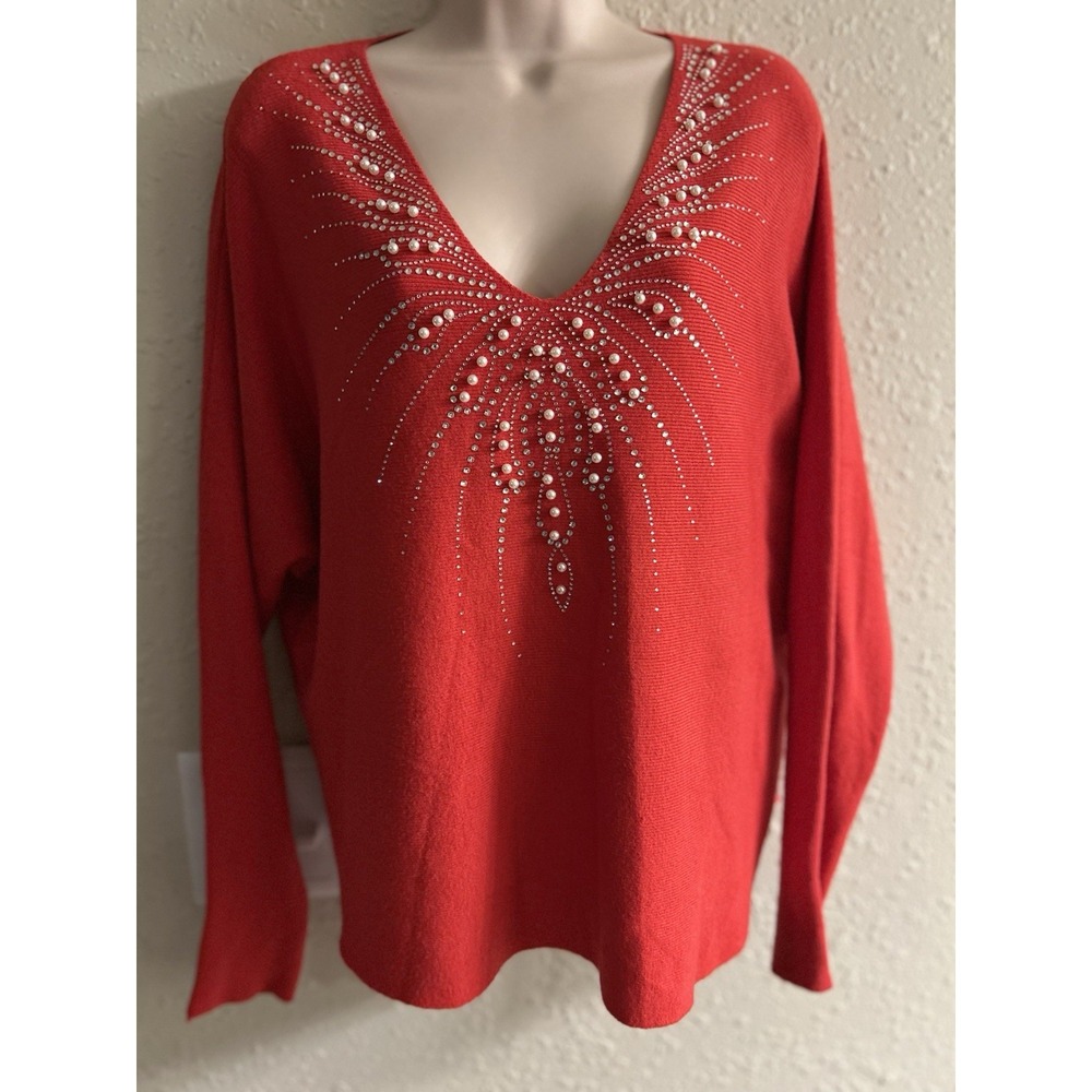 Large Liv Milano Bedazzled Pearlized Top #81*11